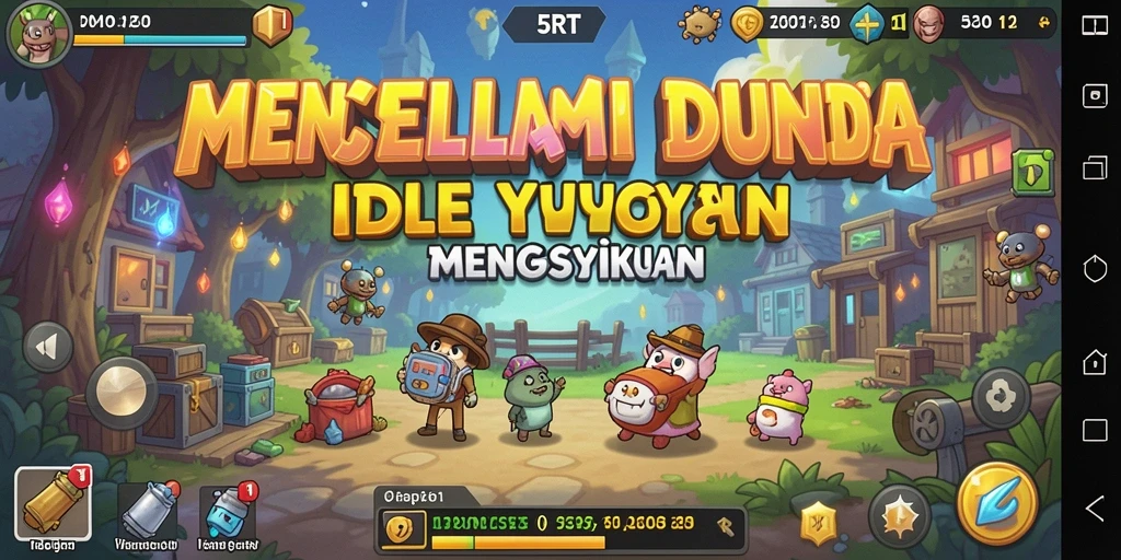 Tampilan gameplay 5RT yang menggambarkan kemajuan otomatis dalam dunia Idle.