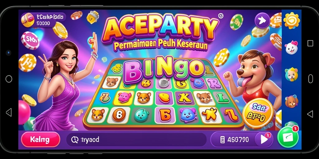 Tampilan gameplay ACEPARTY yang penuh warna dan seru.