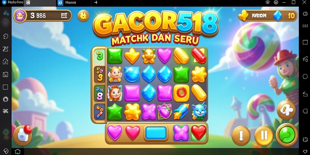 Tampilan menarik GACOR518 saat mencocokkan simbol Match-3.