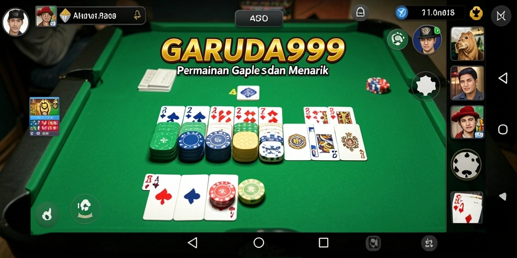Screenshot GARUDA999 menampilkan antarmuka permainan Gaple yang menarik.