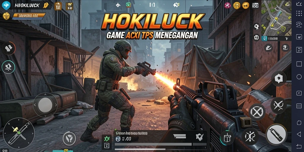 Screenshot gameplay HOKILUCK yang menampilkan aksi seru di medan perang TPS.